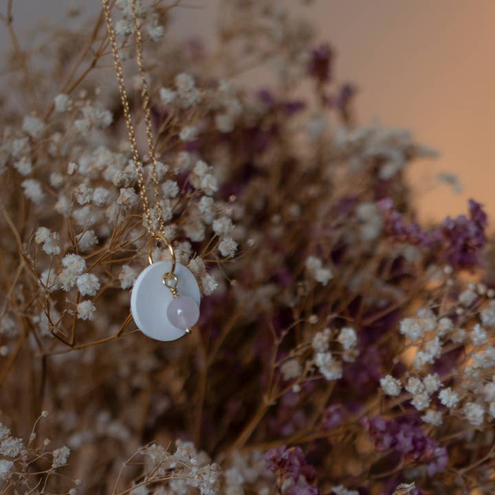 Collier olfactif Précieuse Quartz Rose pour la vente par O by !Osmotik
