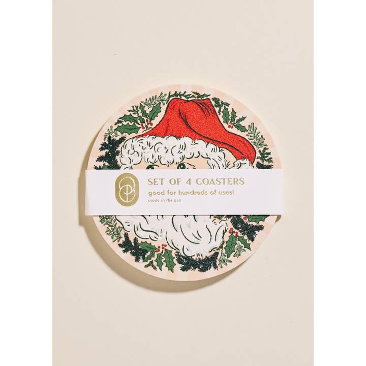 One & Only Paper - Wholesale Coasters - Jolly Santa Coasters - Set of 4