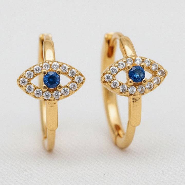 Sophisticated Geometric Blue Zirconia Drop Earrings for wholesale by Ellemadera