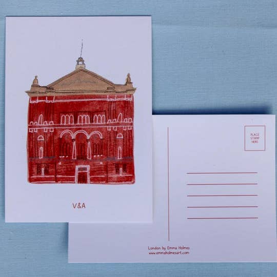 V&A Museum - Illustrated Postcard for wholesale by Emma Holmes Art