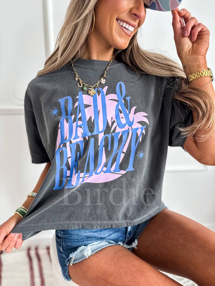 Dålig och Strandig Grafisk Boxig T-shirt på Peppar för wholesale av birdie