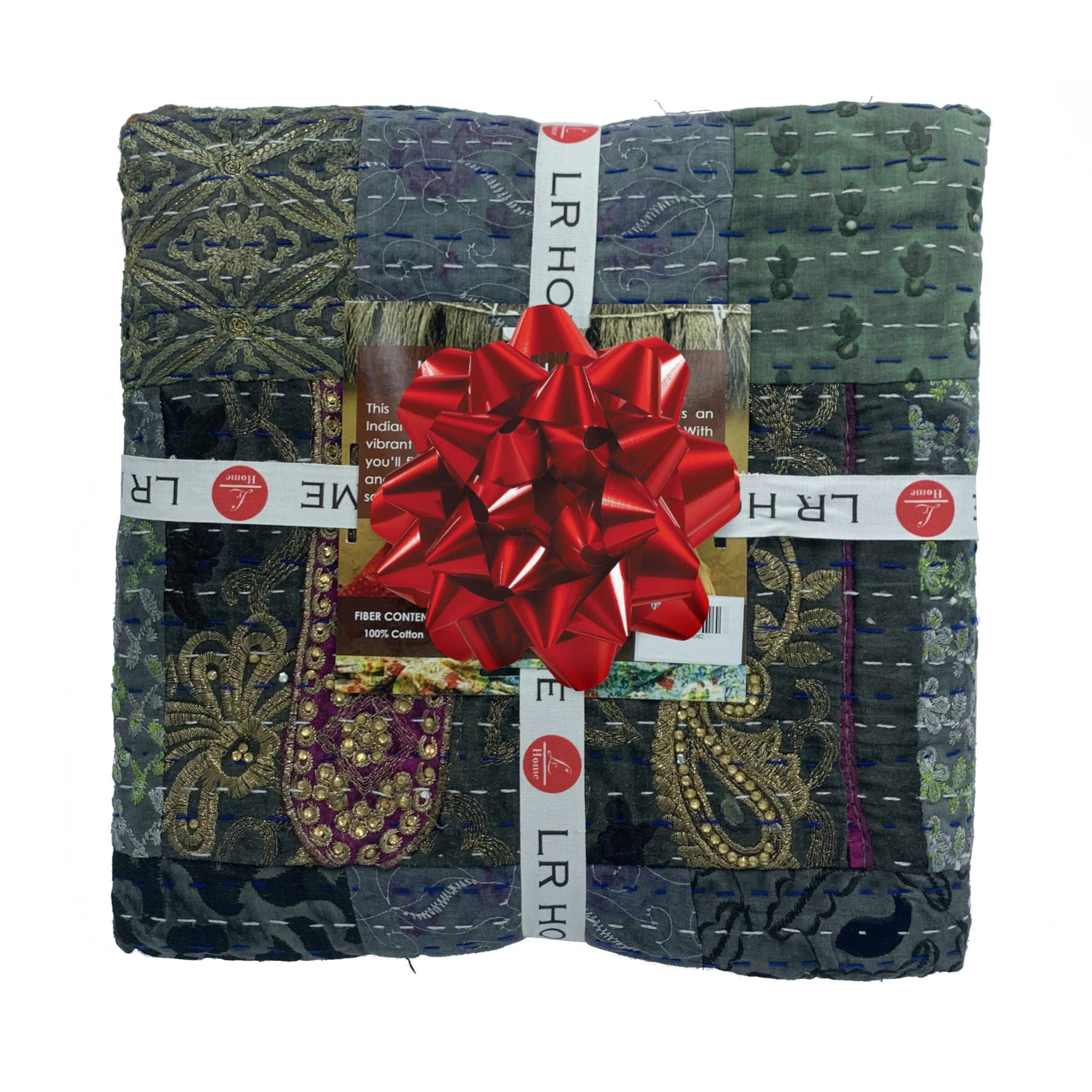 Black Handmade Kantha Throw Blanket – One-of-a-Kind Sari Quilt for wholesale on Faire3