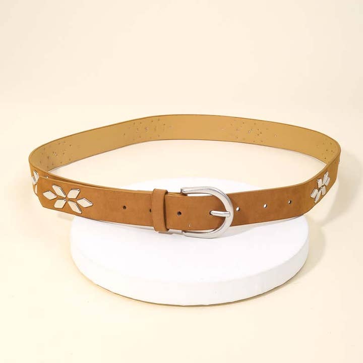 Flower Stud Fashion Vegan Leather Belt for wholesale by Anarchy Street