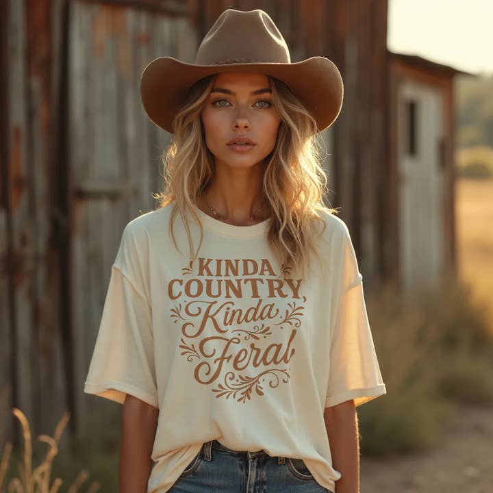 Overholt Supply Co. - Wholesale Screen Printed T-Shirt - Women's - OSC-106 – "Kinda Country, Kinda Feral" T-Shirt10