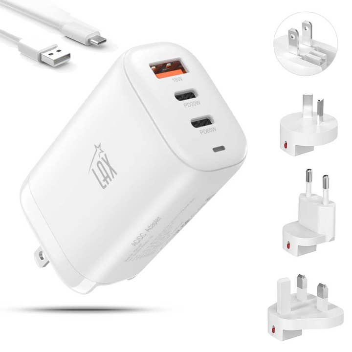Wall Charger USB 65W 2x USB-c & 1xUSB-A Ports- Retail Pack for wholesale by LAX Gadgets