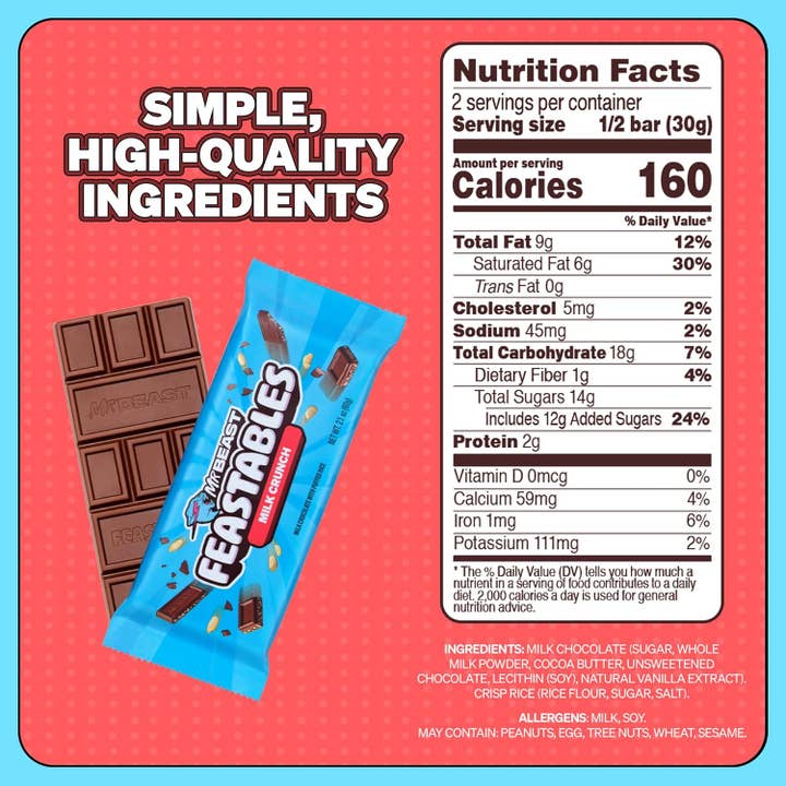 Shop The King - Wholesale Chocolate Bar - Feastables Milk Crunch Bar King 2.1z 60 g 24 Per Box1