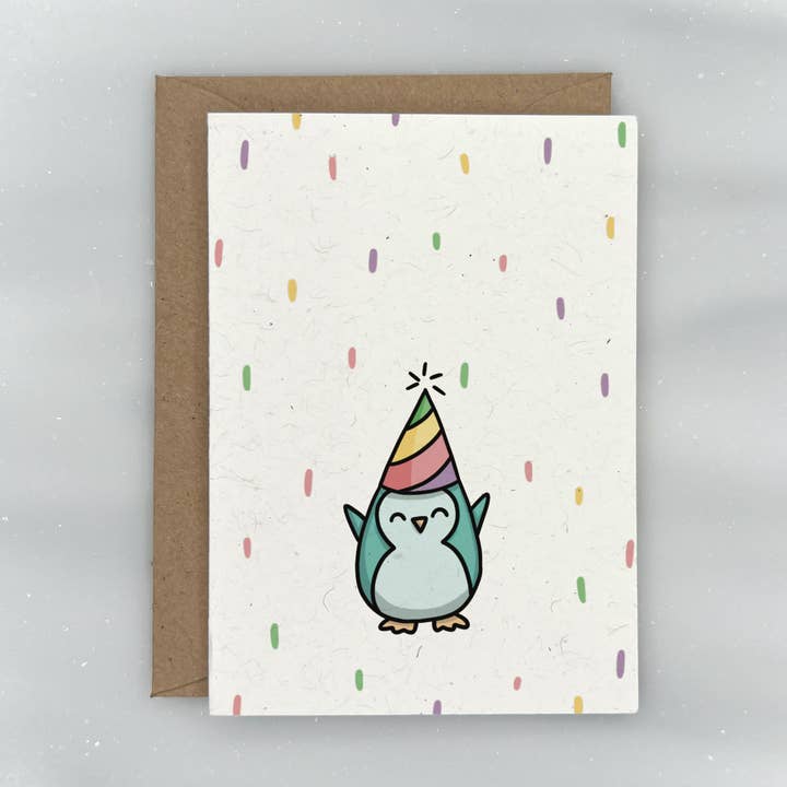 Party Animals - Birthday Gift Enclosure Card (Penguin) for wholesale by Lemon Doodle