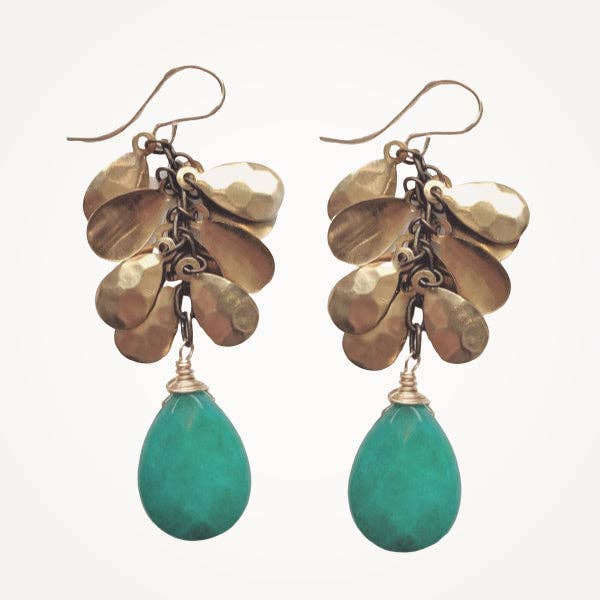 Petal Earrings • Emerald Jade for wholesale by Beatrixbell Handcrafted