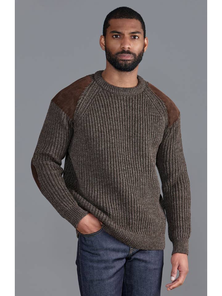 Paul James Knitwear – wholesale Knitted jumper – Men′s – Mens Chunky British Wool Ribbed Shooting Jumper