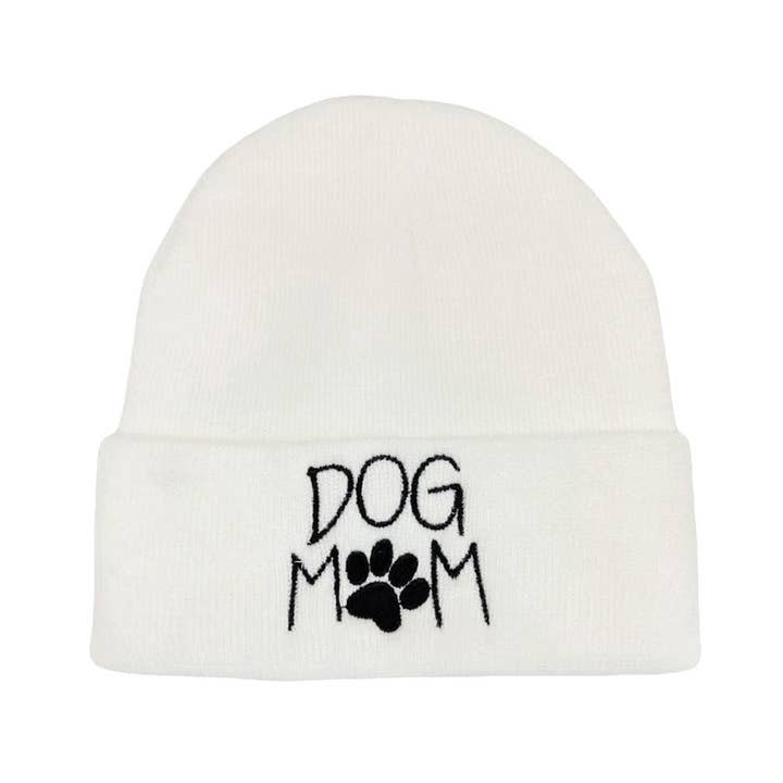 Shopping2help - Wholesale Beanie - Women's - Dog Mom Message Paw Pointed Solid Knit Beanie Hat