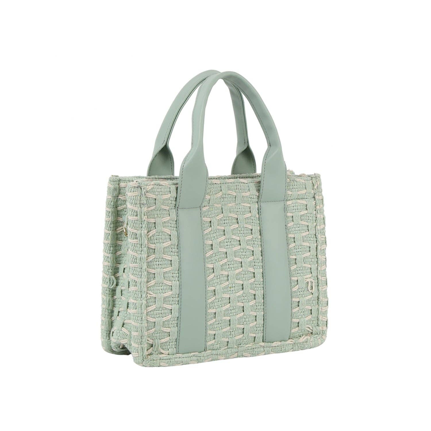 HR CORP - Wholesale Tote Bag - Women's - Ecostitch Woven tote bag with vegan leather handle1