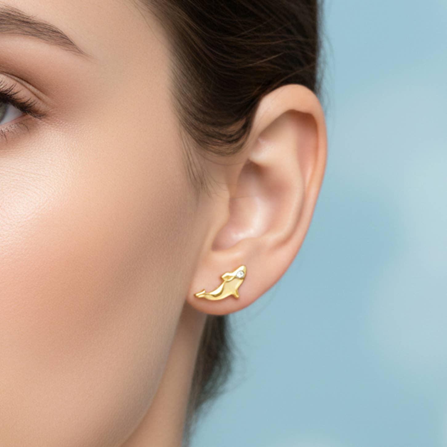 Jay Jools - Wholesale Stud/Post Earrings - Killer Whale Silver Studs 18k Gold Plated Moissanite Jewelry1