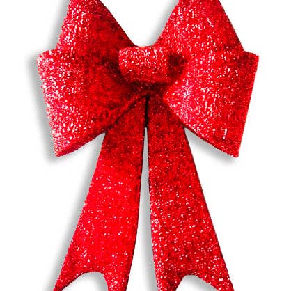 Winterland Inc. - Wholesale Christmas Decoration - 30" Red Glitter Mesh Bow