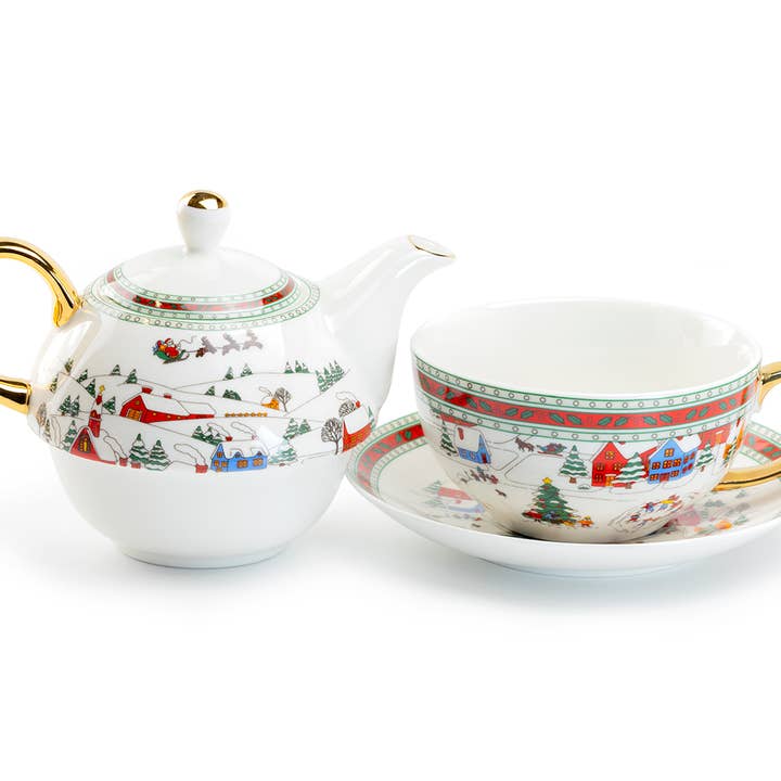 Grace Teaware - Wholesale Tea Set - Holiday Winter Wonderland Tea For One Set2