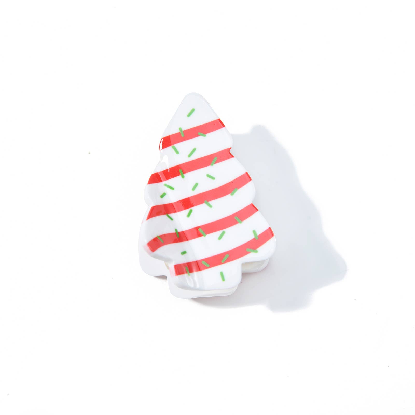 SoapElenGlen - Wholesale Hair Clip - Women's - Festive Red Striped Design Christmas Tree Hair Claw Clip1