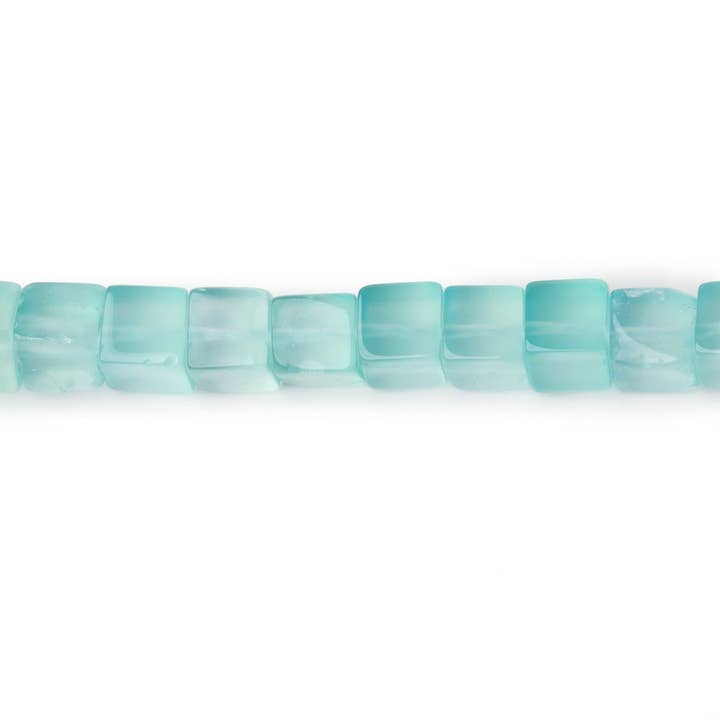 Beads of Cambay - Wholesale Beads - 4-4.5mm Seafoam Blue Chalcedony Plain Cube Beads 14.5 inch 80 pieces
