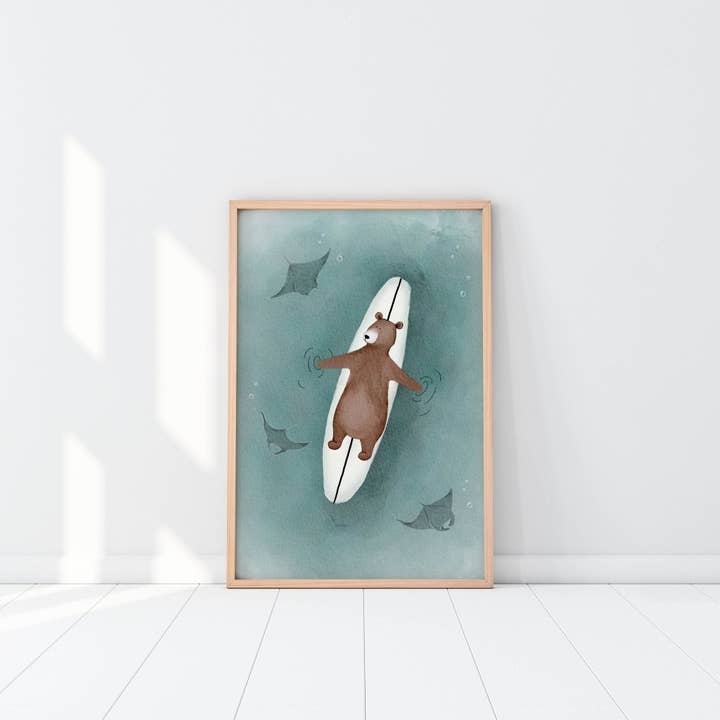 Nautical Manta Ray Art Print for Ocean Themed Room for wholesale by Urchin Bay
