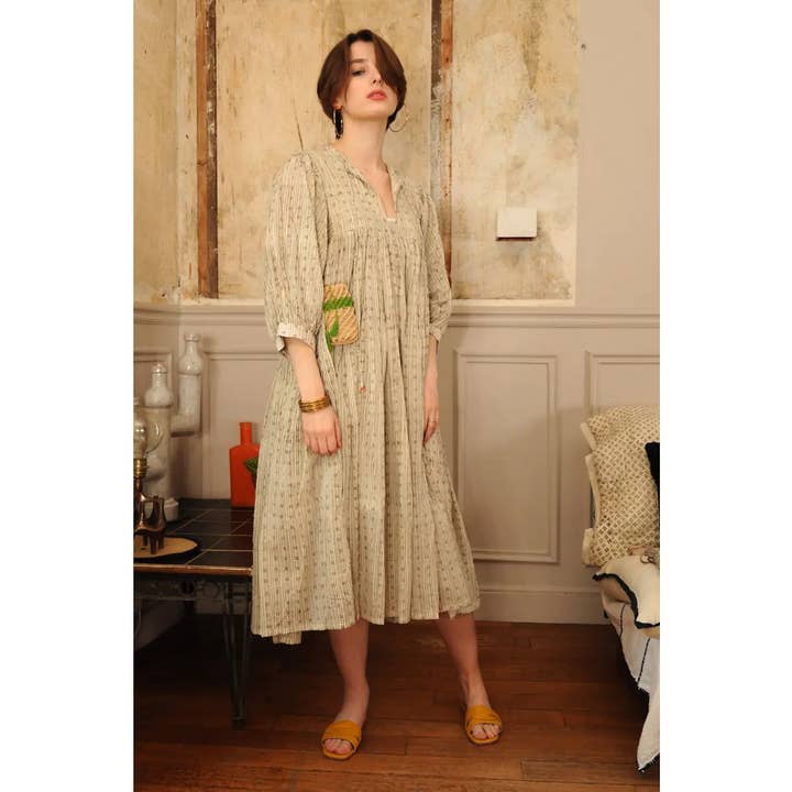 Bohemian Dress ANGIE Natural and Coffee Cotton Voile and other Purchase Wholesale sable pour carré sable. Free Returns & Net 60 Terms on Faire trending on Faire.