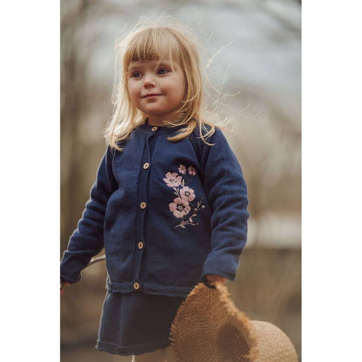 Dark blue Floral fantasy cardigan for wholesale on Faire