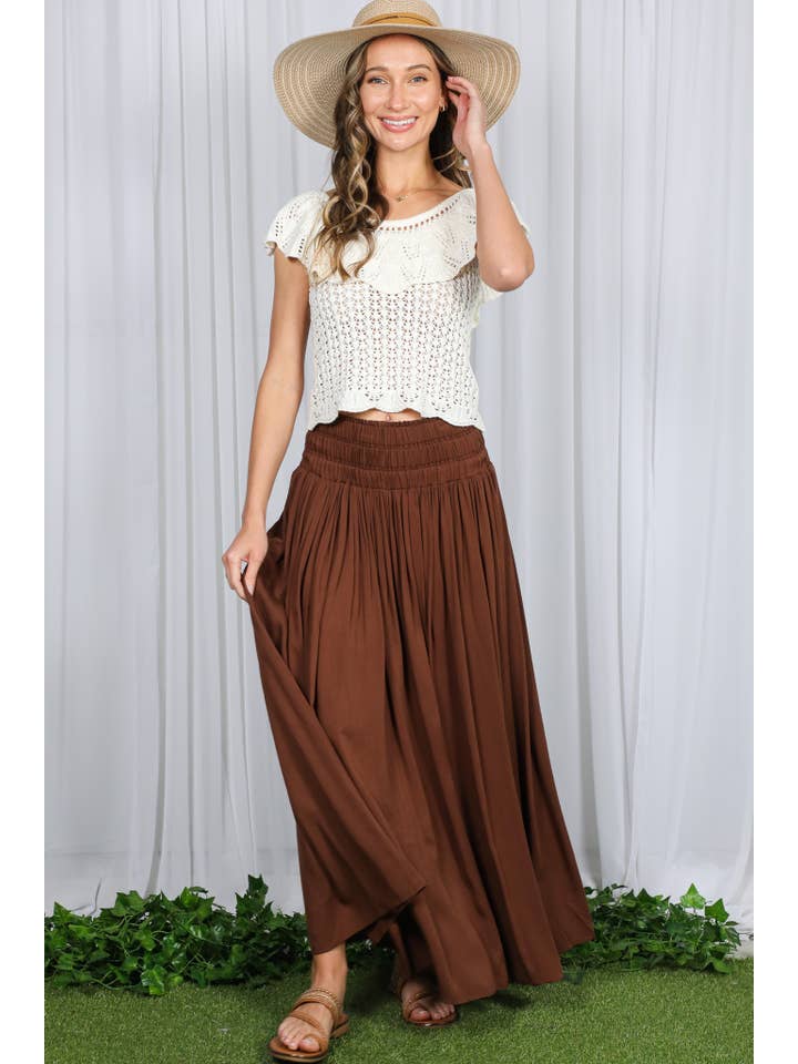 Vine & Love - Wholesale Skirt - Women's - Casual Maxi Flowy Bohemian Renaissance Long Skirt VS829408