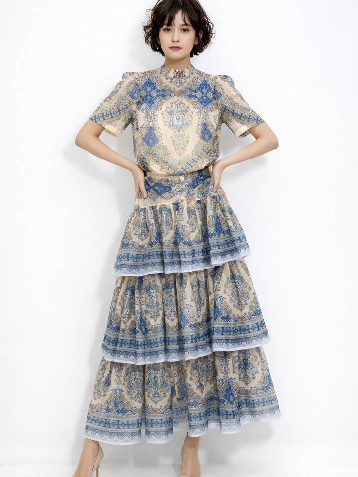 ENSEMBLE JUPE DEUX PIÈCES FLORAL GF1470AB pour la vente par N by Nancy