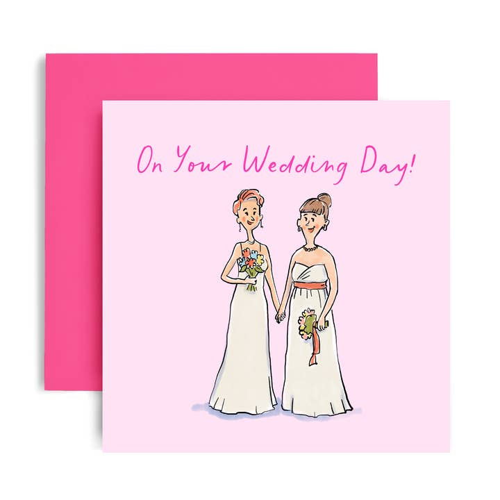 Watercolour Bride and Bride Wedding Card for wholesale by Huxters