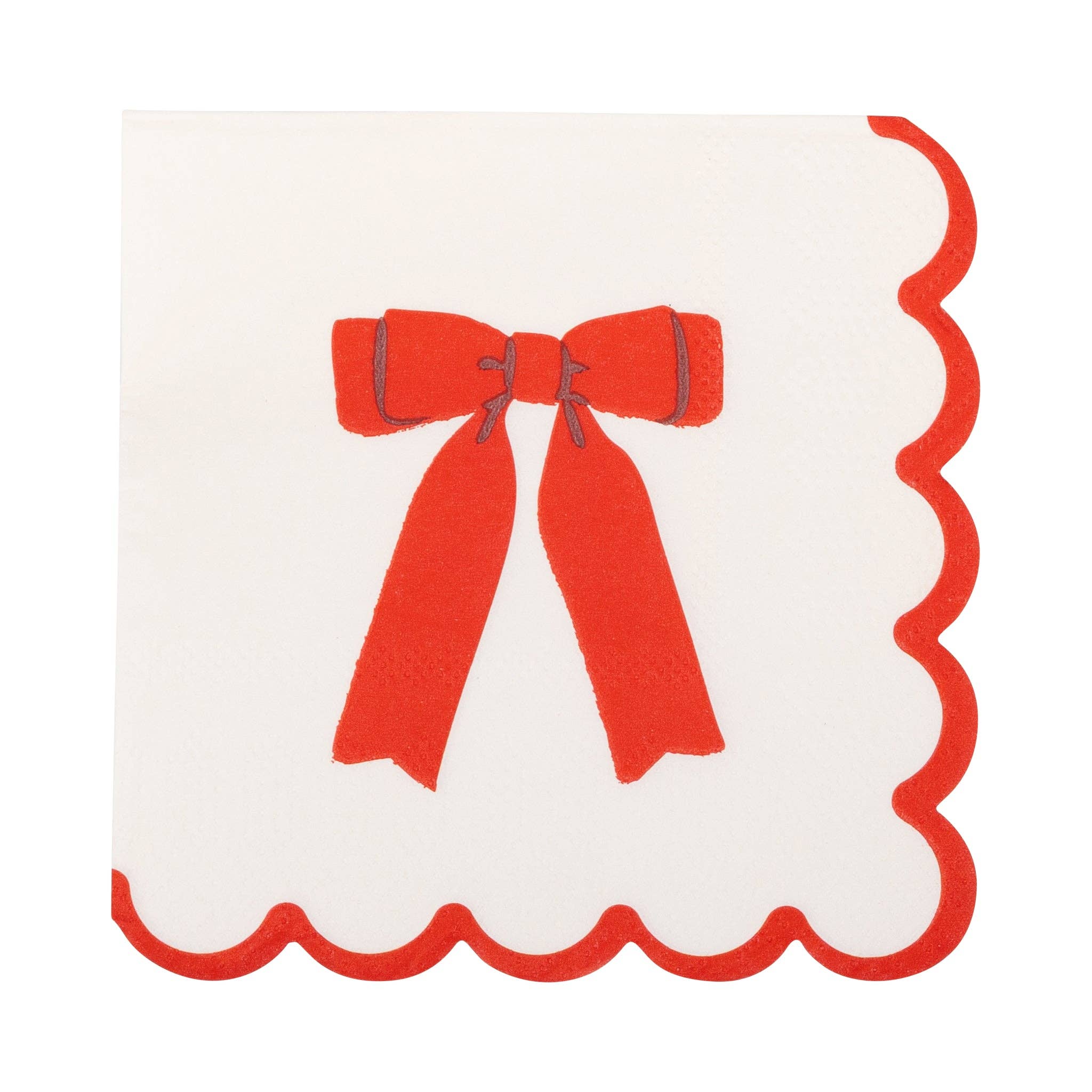My Mind’s Eye - Wholesale Disposable Napkin - PLNP1719 - Red Bow Scallop Cocktail Napkin0