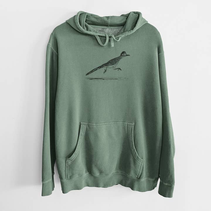 Greater Roadrunner - Geococcyx californianus - Unisex Pigment Dyed Hoodie for wholesale by Because Tees