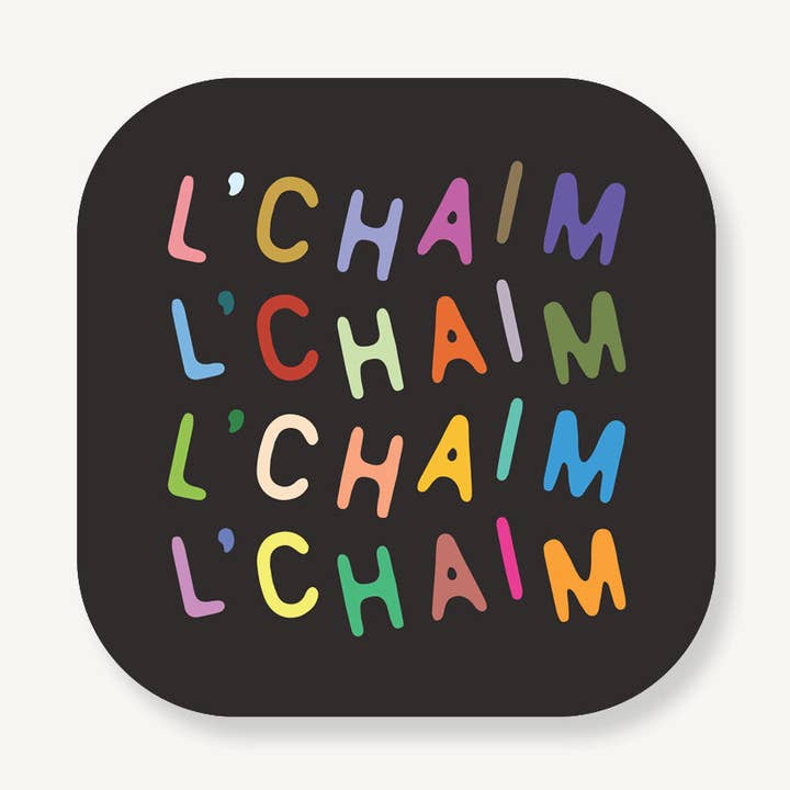 Everyday Yiddish - Vente Sous-verre - Ensemble de sous-verres confettis L'chaim (paquet de 8)0