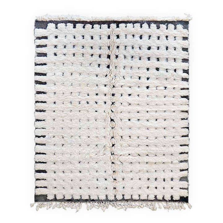 Moroccan Woven Treasures - Wholesale Area Rug - Black and White Checkered Rug, Moroccan Rug, Berber Shag rug