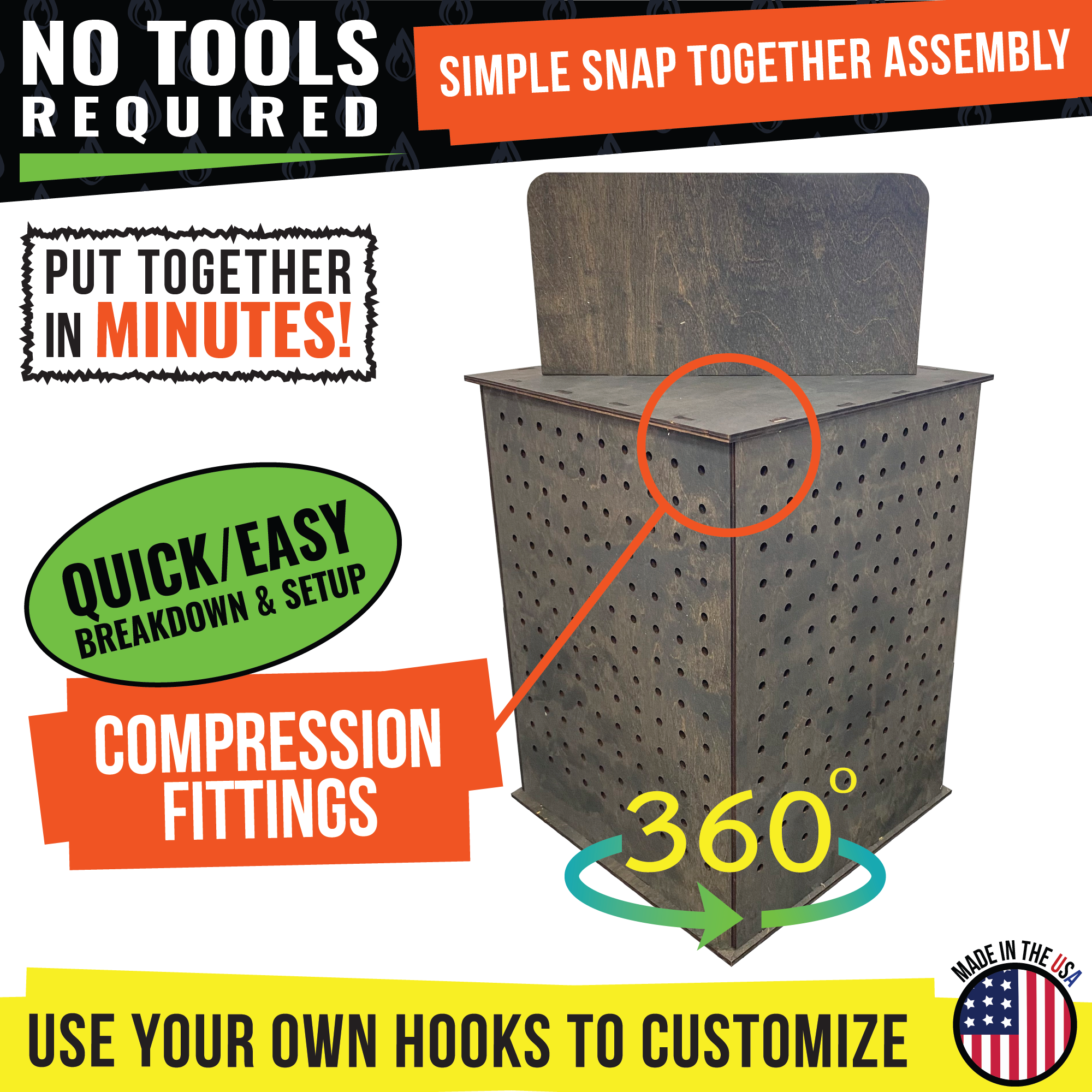 Torched Displays – Großhandel Verkaufsdisplay-Ständer/-Gehäuse – Drehbares Steckbrett-Display für Bastler13