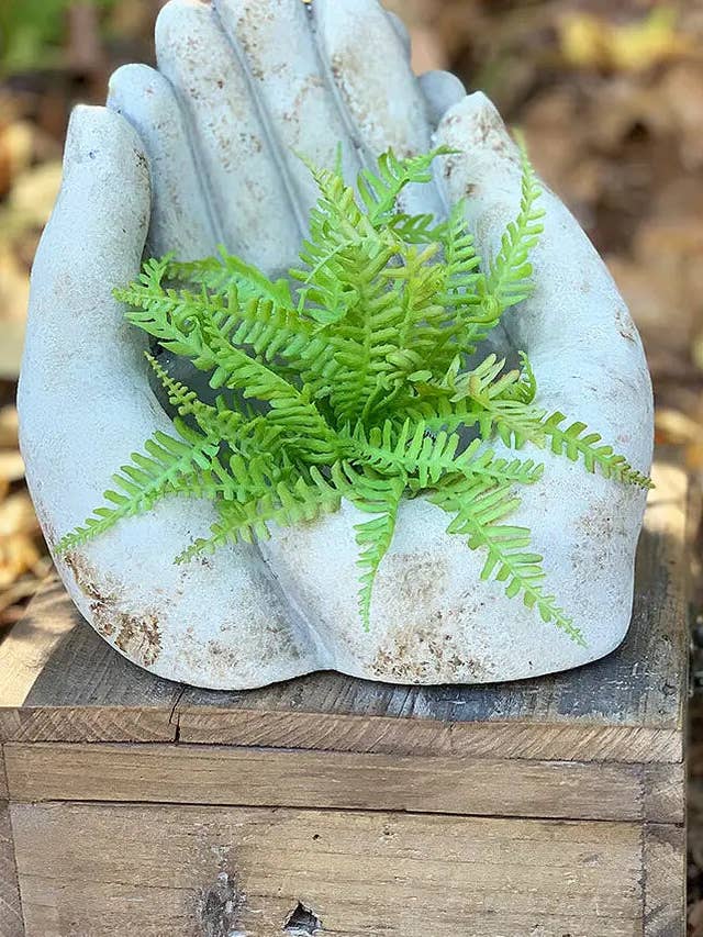 Cement Hands Planter/Candle Holder for wholesale by Vagabond Vintage