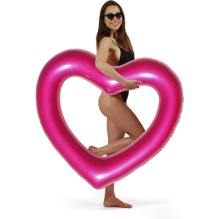 Garden Guru Lawn & Garden Tools - Wholesale Inflatables - LOTELI Heart Shaped Pool Float Metallic Dark Pink