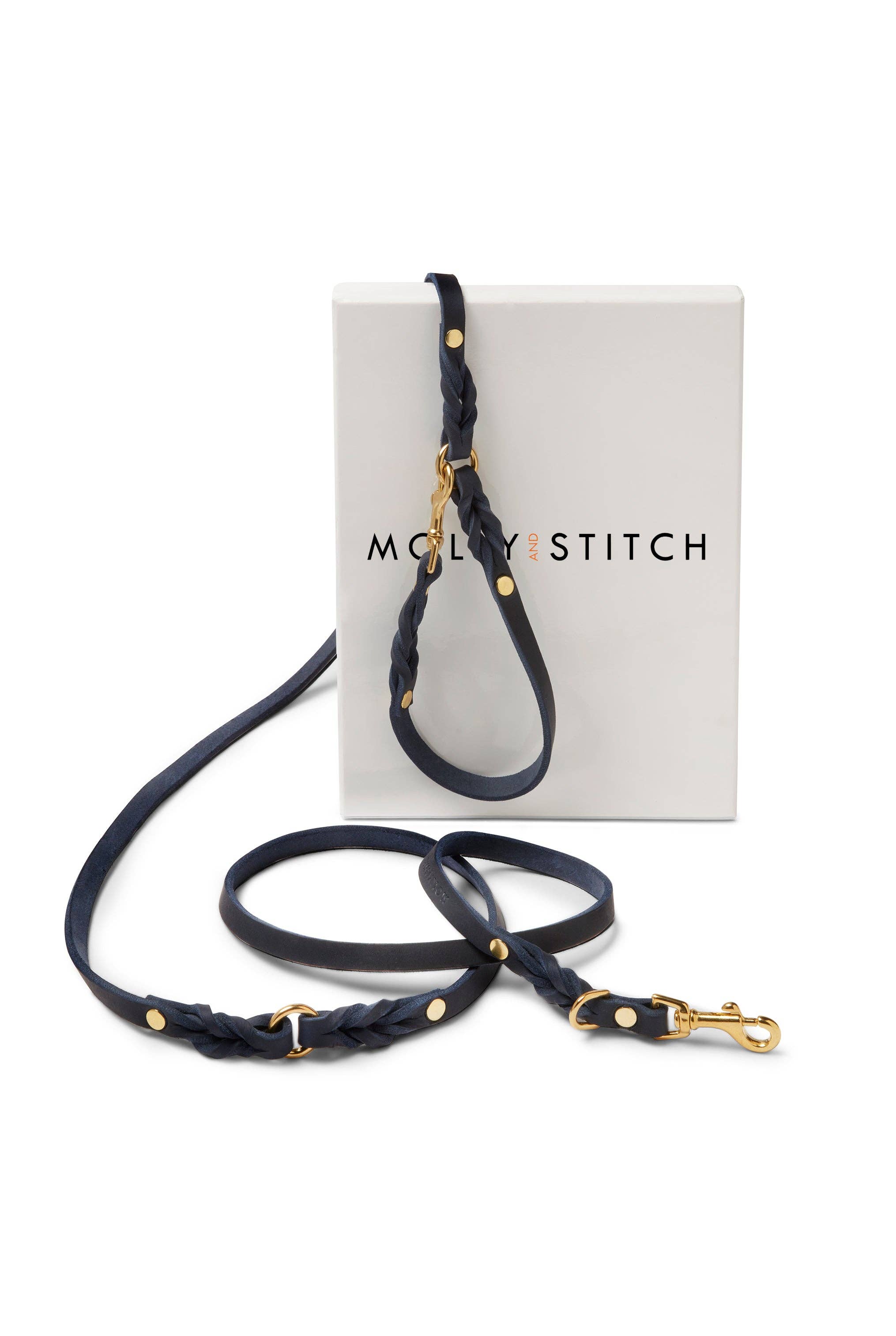 Molly and Stitch - Wholesale Pet Leash - Dog - Butter Leather 3x Adjustable Dog Leash - Navy Blue0