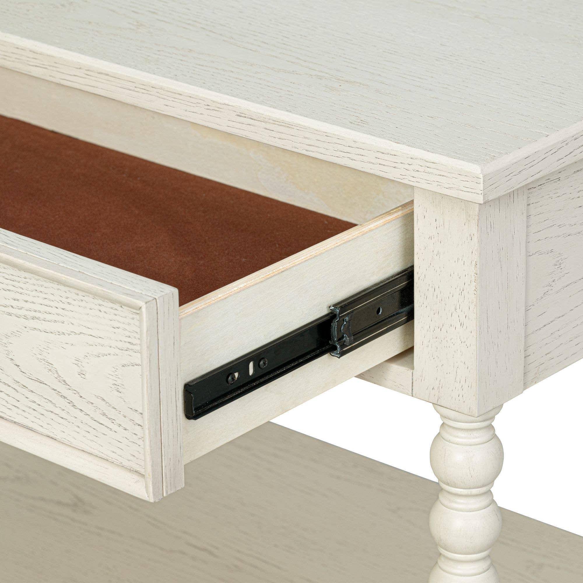 Olliix - Wholesale Side Table - 26"H Large Turned Wood Spindle Nightstand, Antique Cream11