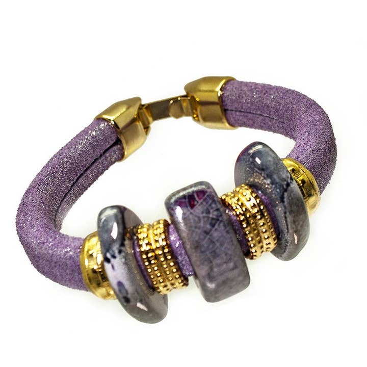 Las Joyas de Amanda - Wholesale Beaded Bracelet - Gold & Ceramics Glitter Licorice Bracelet3