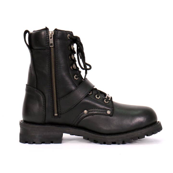 Hot Leathers Men’s Black Grave Rub Skull Tall Logger Motorcycle Boot BTM1017 for wholesale on Faire4