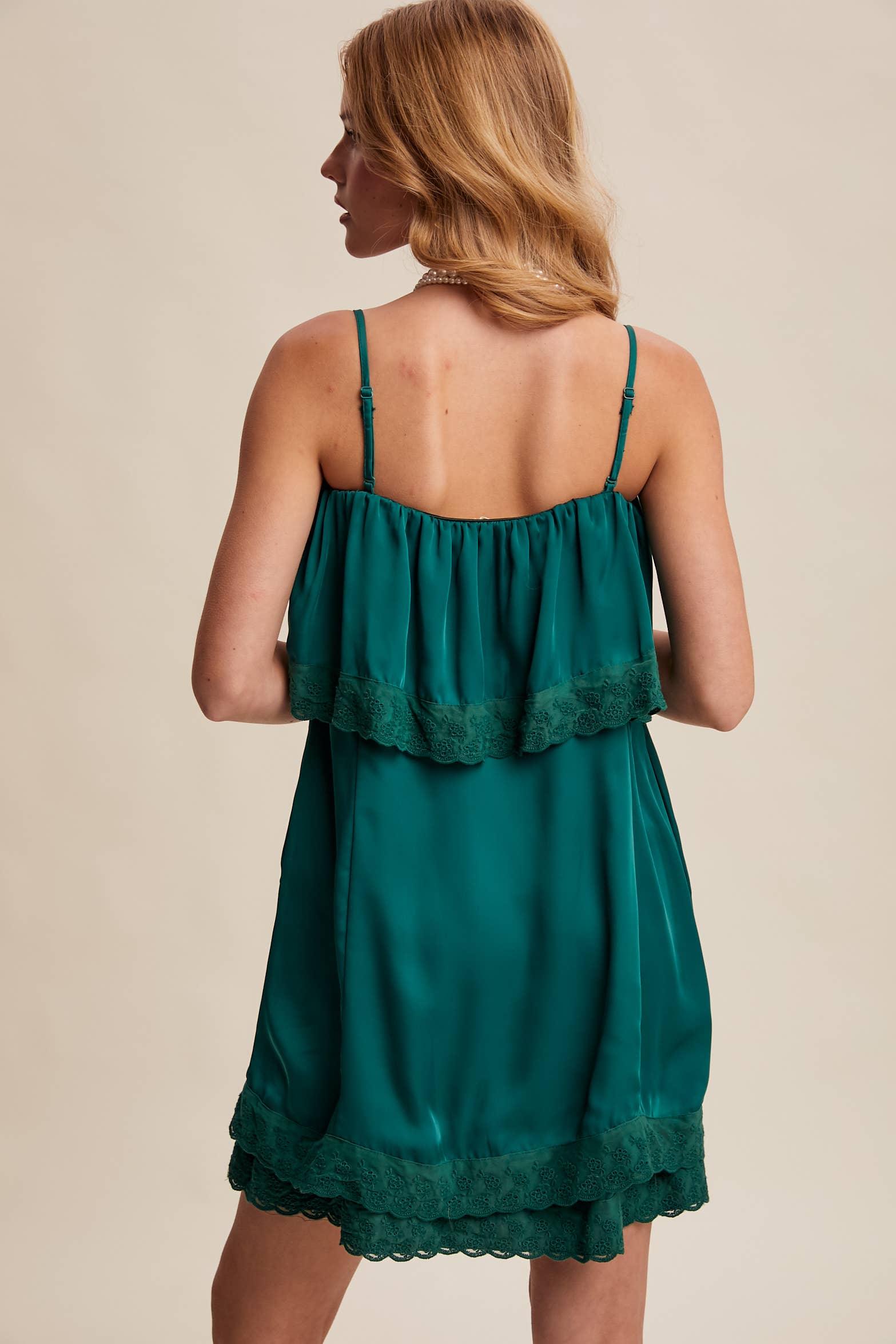 Listicle - Wholesale Dress - Women's - Bow Front Lace Trim Mini Dress LD106319