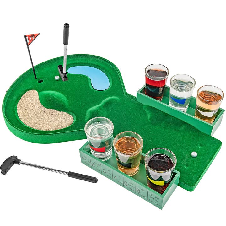 Fairly Odd Brands - Wholesale Drinking Glass/Cup - Miniature Golf Drinking Game Set, Green, 1.75oz Glasses