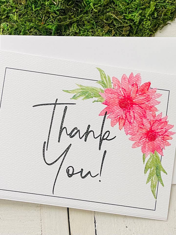 Thank You Dahlias Card for wholesale by Krafty Inc