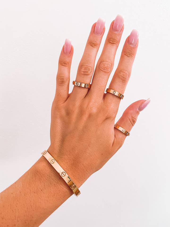 Gold Plated Cubic Zirconia Band Ring for wholesale by Arlowe & Jade