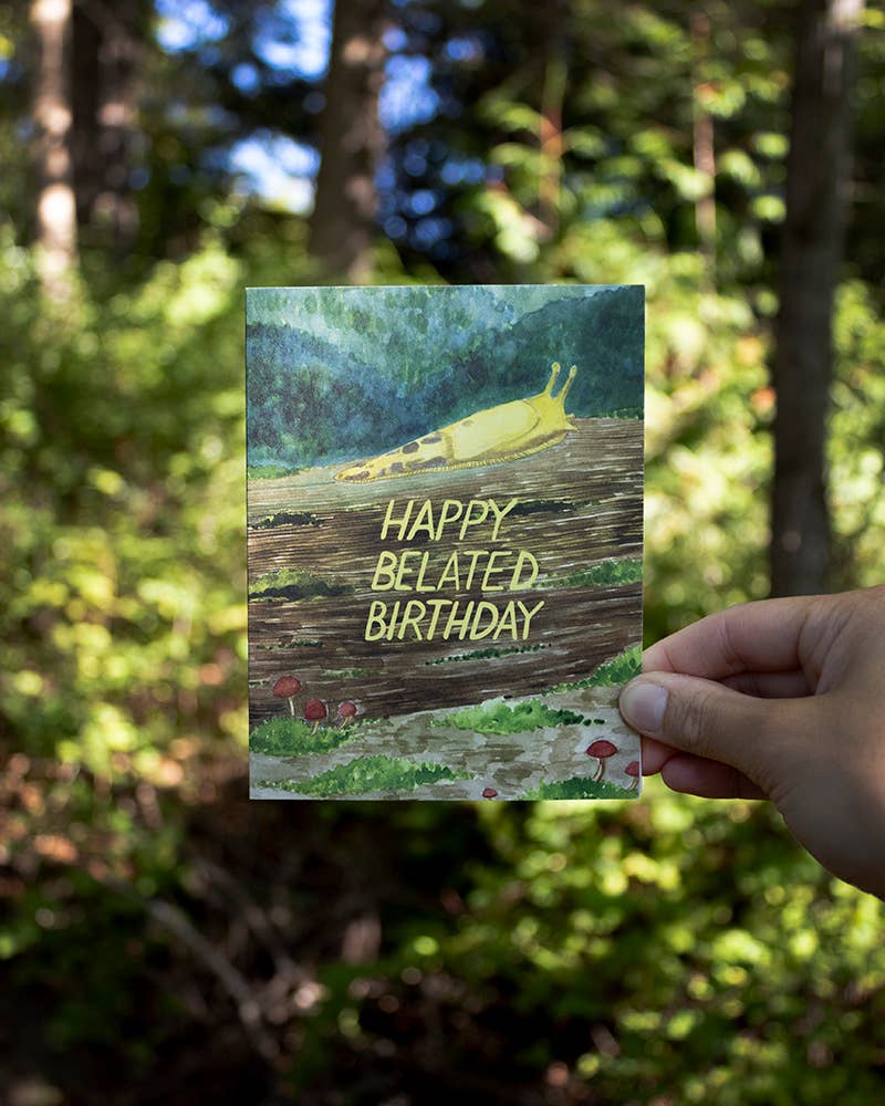 Yardia - Wholesale Birthday Card - Banana Slug Belated Birthday Card - Watercolor Birthday Card2