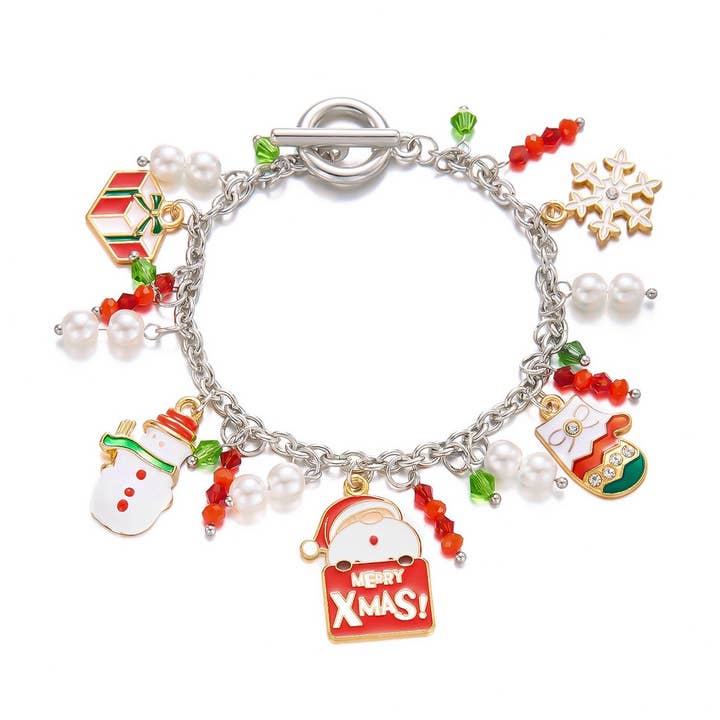 NINEXIS - Wholesale Jewelry Set - CWAJE2512_SANTA CLAUS RICE BEAD PENDANT BRACELET
