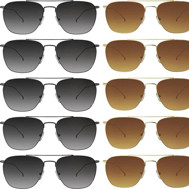 grinderPUNCH Polarisierte Piloten-Sonnenbrillen Herren Damen Retro Vintage Quadratische Pilotensonnenbrillen UV400 Schutz – 10ER PACK für den Großhandel von grinderPUNCH