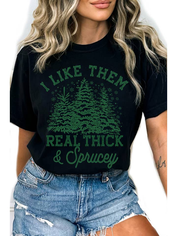 BouTeeQue Closet – wholesale Screen printed t-shirt – Women′s – BT1198 T Real Thick an sprucey Christmas