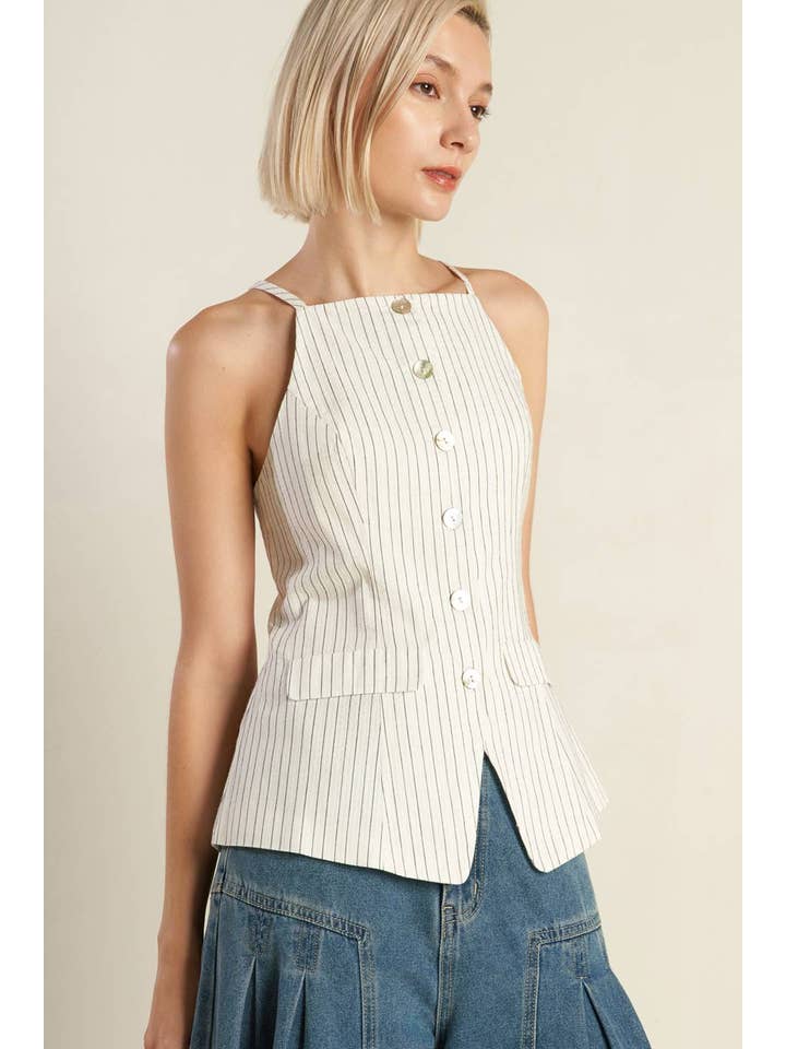 White A woven seersucker top - FJ1183 for wholesale on Faire