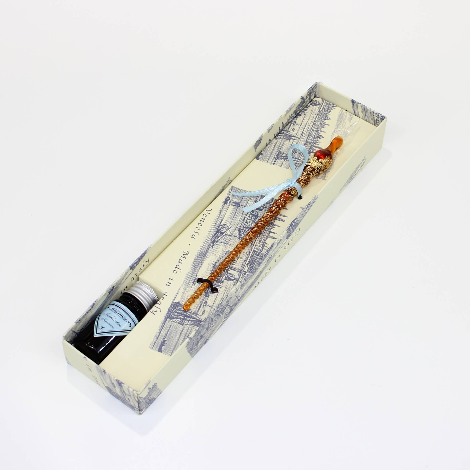 San Lorenzo Design - Wholesale Pen - Murano Glass Pen with Gold Leaf, Classic Writing Instrument3