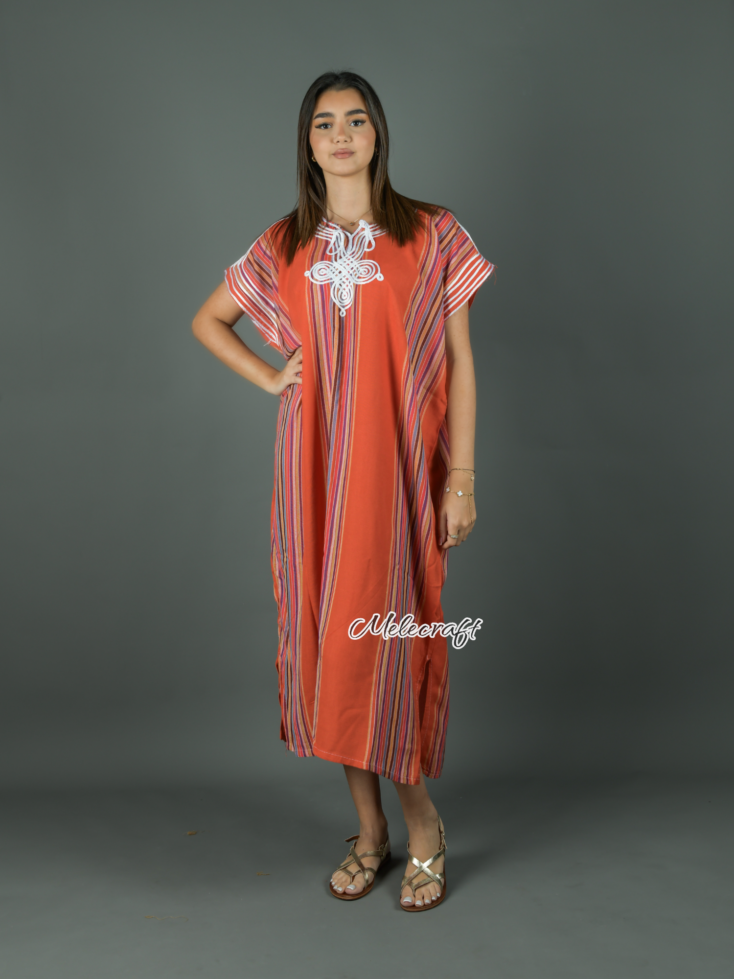 Melecraft - Wholesale Kaftan - Women's - Moroccan Striped Kaftan Dress for Women - Handmade Gandoura9