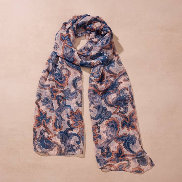 Komal Paisley Chiffon Scarf for wholesale by Ten Thousand Villages