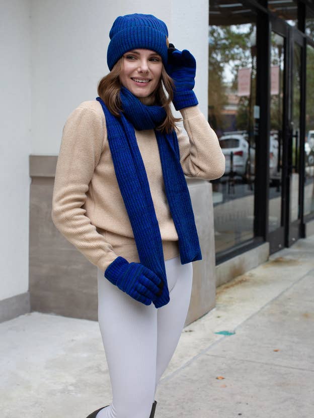 Women Hat Fleece Lined Knit Hat Scarf Gloves Set Touchscreen for wholesale by LidorUS